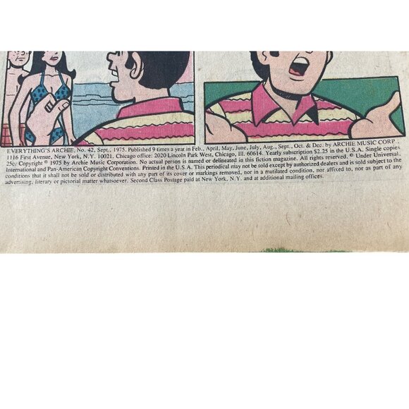 Archie Series Everythings Archie #42 Sept 1975 Comic Book Vintage Rare Find - Picture 2 of 6
